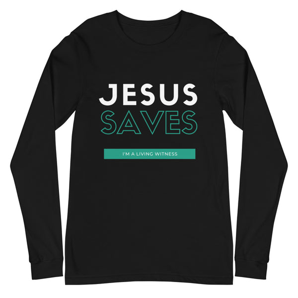 Jesus Saves Long Sleeve T-Shirt (Turquoise)