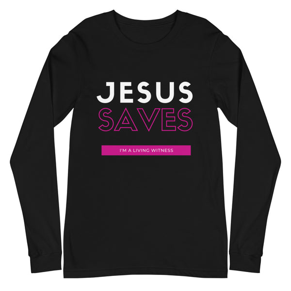 Jesus Saves Long Sleeve T-Shirt (Pink)