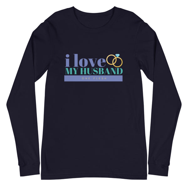 I Love My Husband Long Sleeve T-Shirt (Blue)